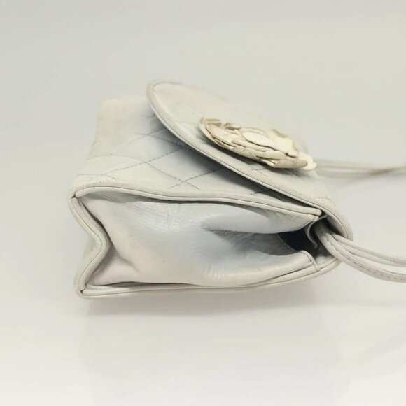 CHANEL Matelasse Shoulder Bag Lamb Skin Ivory Gold CC Auth 128238 - Picture 4 of 15